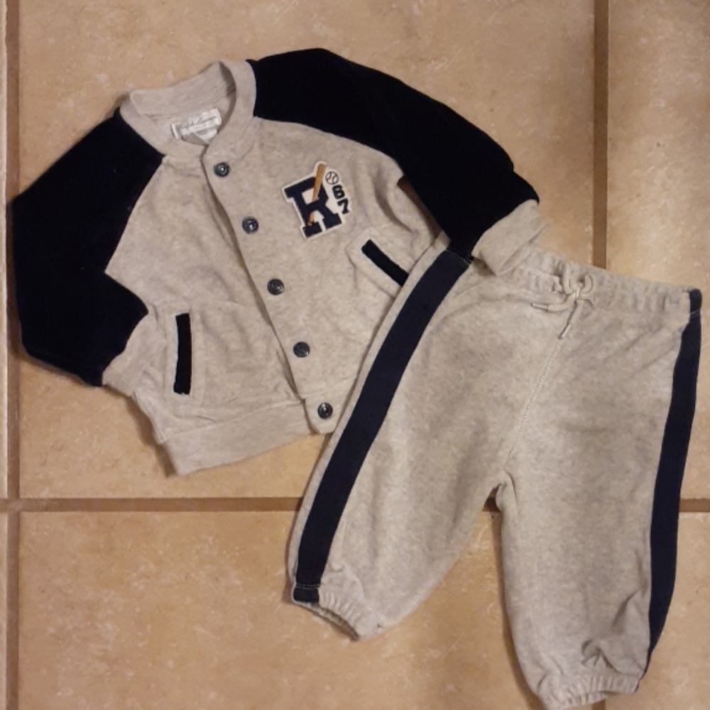 Ralph Lauren Blue and Gray Velour Tracksuit